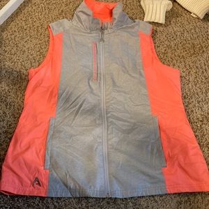 Antigua neon orange and gray sleeveless vest size M